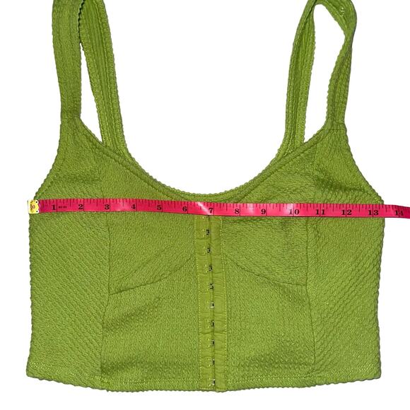 Urban Outfitters UO Estella Green Textured Crop Top Size Medium - Picture 14 of 15